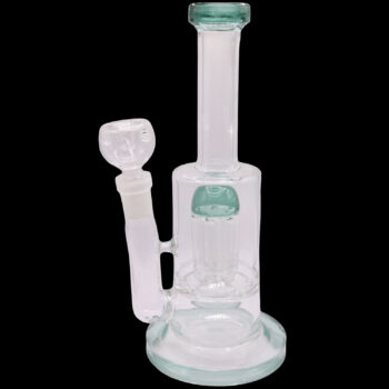8" Clear Teal Double Chamber Tree-Perc Dab Rig