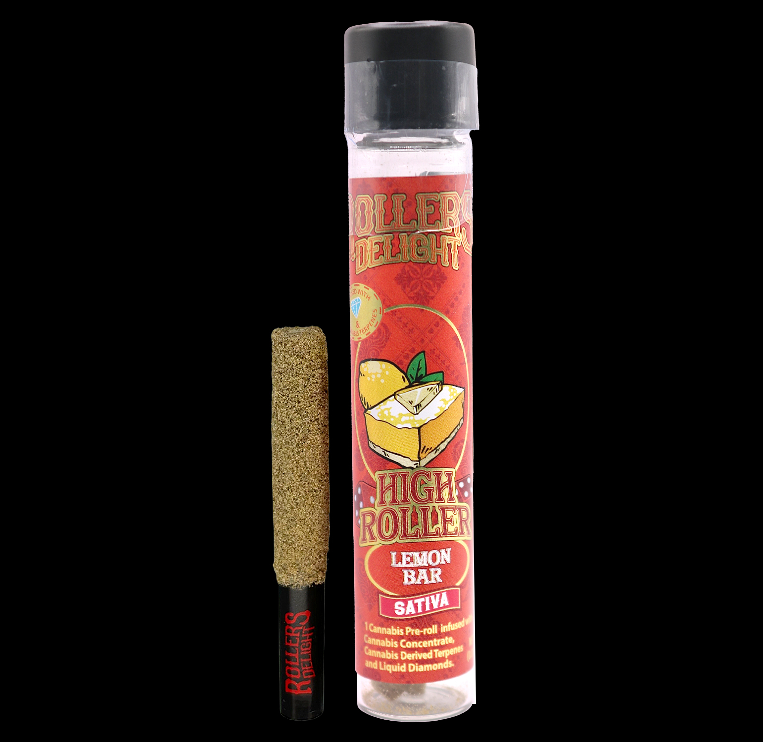 Rollers Delight | High Roller | Lemon Bar | Infused Preroll | 1g | Sativa 1 Rollers Delight | High Roller | Lemon Bar | Infused Preroll | 1g | Sativa