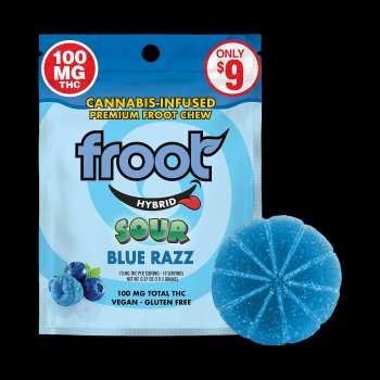 Froot - Sour Blue Razz Single Cut-to-dose Gummy (100mg)