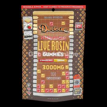 Devour - Strawberry + Banana Stack Attack Live Rosin Gummies (3000MG)