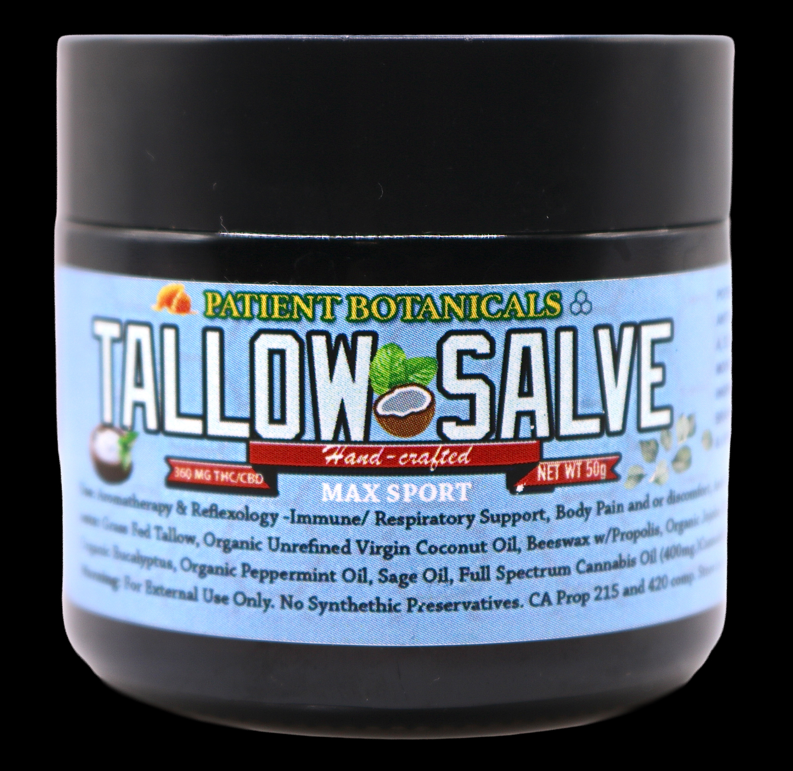 Patient Botanicals - Max Sport Tallow Salve, 360mg. (THC/CBD) 3 Patient Botanicals - Max Sport Tallow Salve, 360mg. (THC/CBD) - Image 3