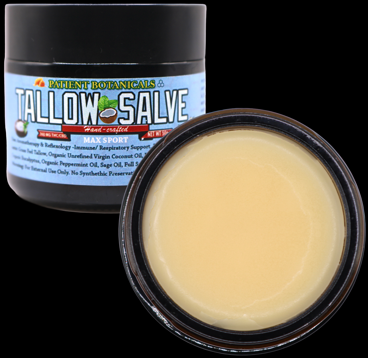 Patient Botanicals - Max Sport Tallow Salve, 360mg. (THC/CBD) 1 Patient Botanicals - Max Sport Tallow Salve, 360mg. (THC/CBD)