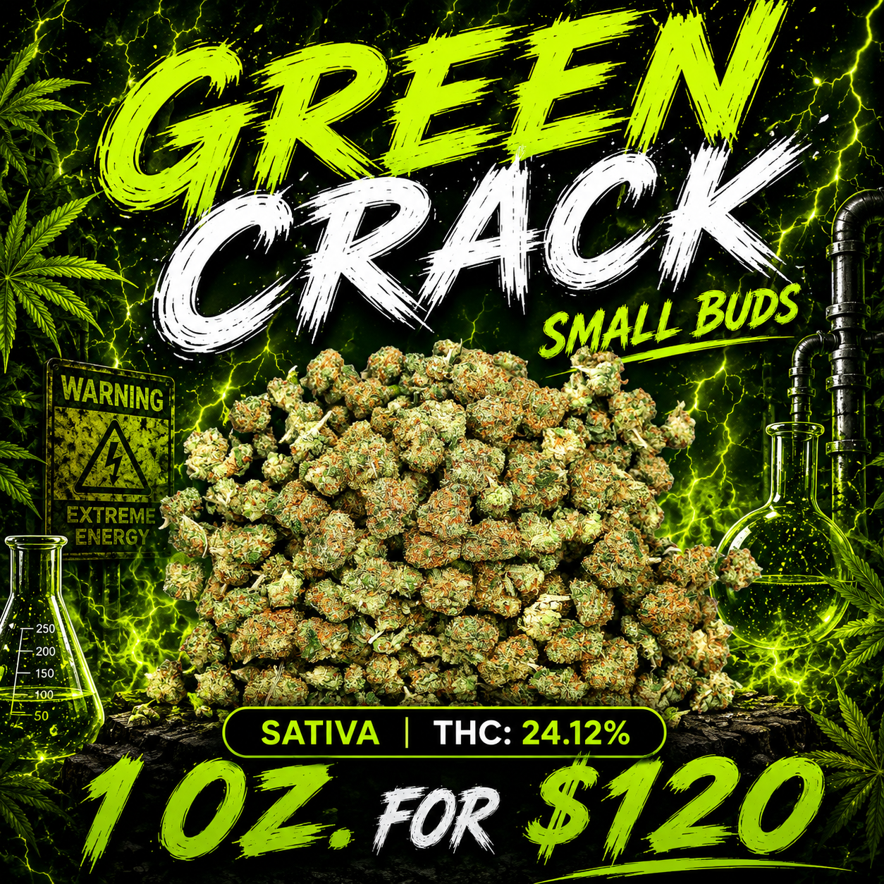 Green Crack Small Buds - ($120 Oz. Deal) 2 Green Crack Small Buds - ($120 Oz. Deal) - Image 2