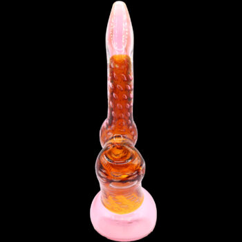 8" Pink/Orange Heavy Glass Bubbler 4 8" Pink/Orange Heavy Glass Bubbler - Image 2
