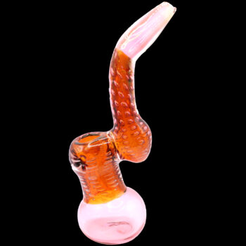 8" Pink/Orange Heavy Glass Bubbler 5 8" Pink/Orange Heavy Glass Bubbler - Image 3