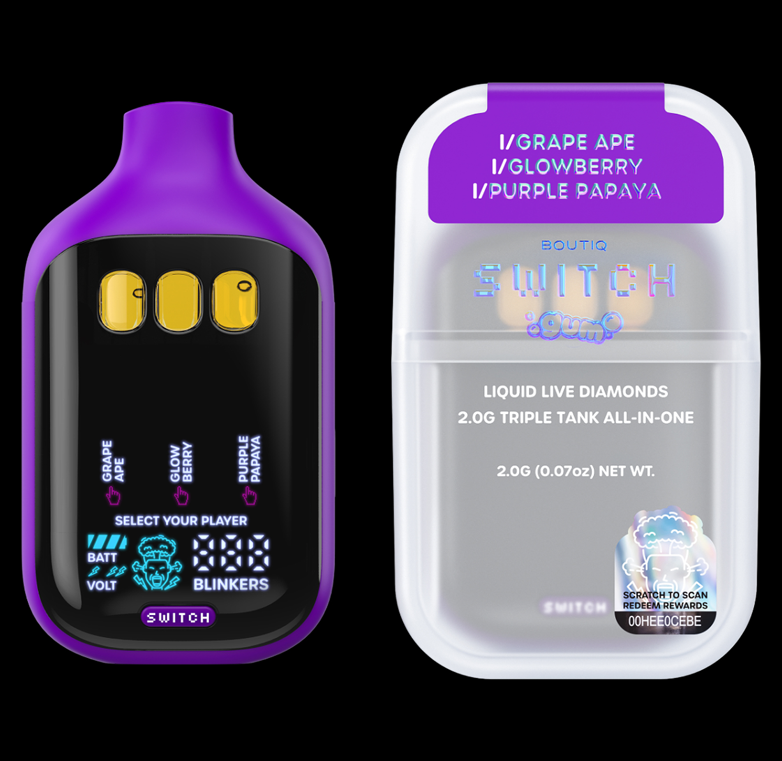 Boutiq - Grape Ape x Glowberry x Purple Papaya | V5 GUM All-In-One | 2g 1 Boutiq - Grape Ape x Glowberry x Purple Papaya | V5 GUM All-In-One | 2g