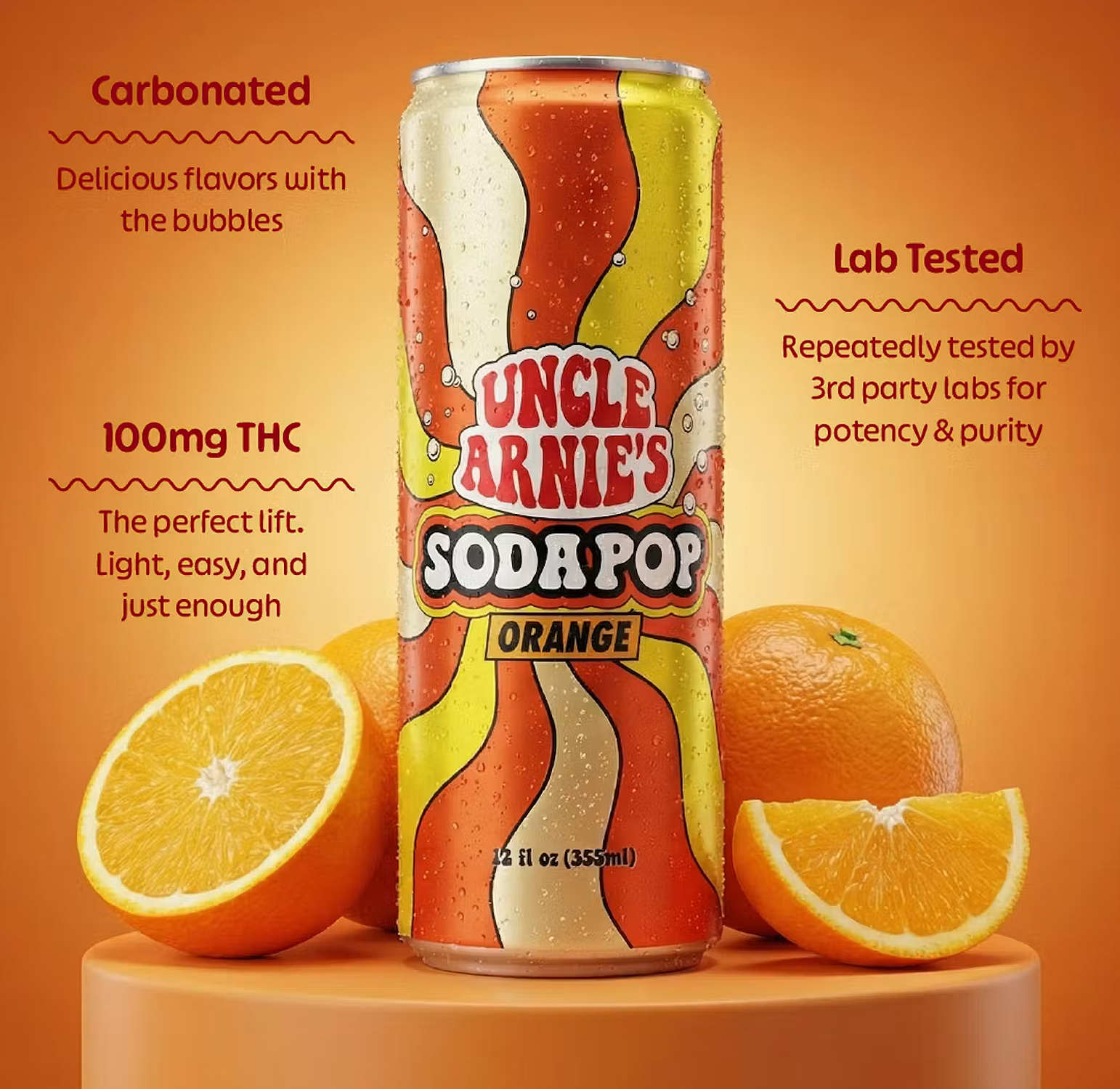 Uncle Arnie's - Orange Soda Pop | Carbonated | 100mg | 12oz 3 Uncle Arnie's - Orange Soda Pop | Carbonated | 100mg | 12oz - Image 3