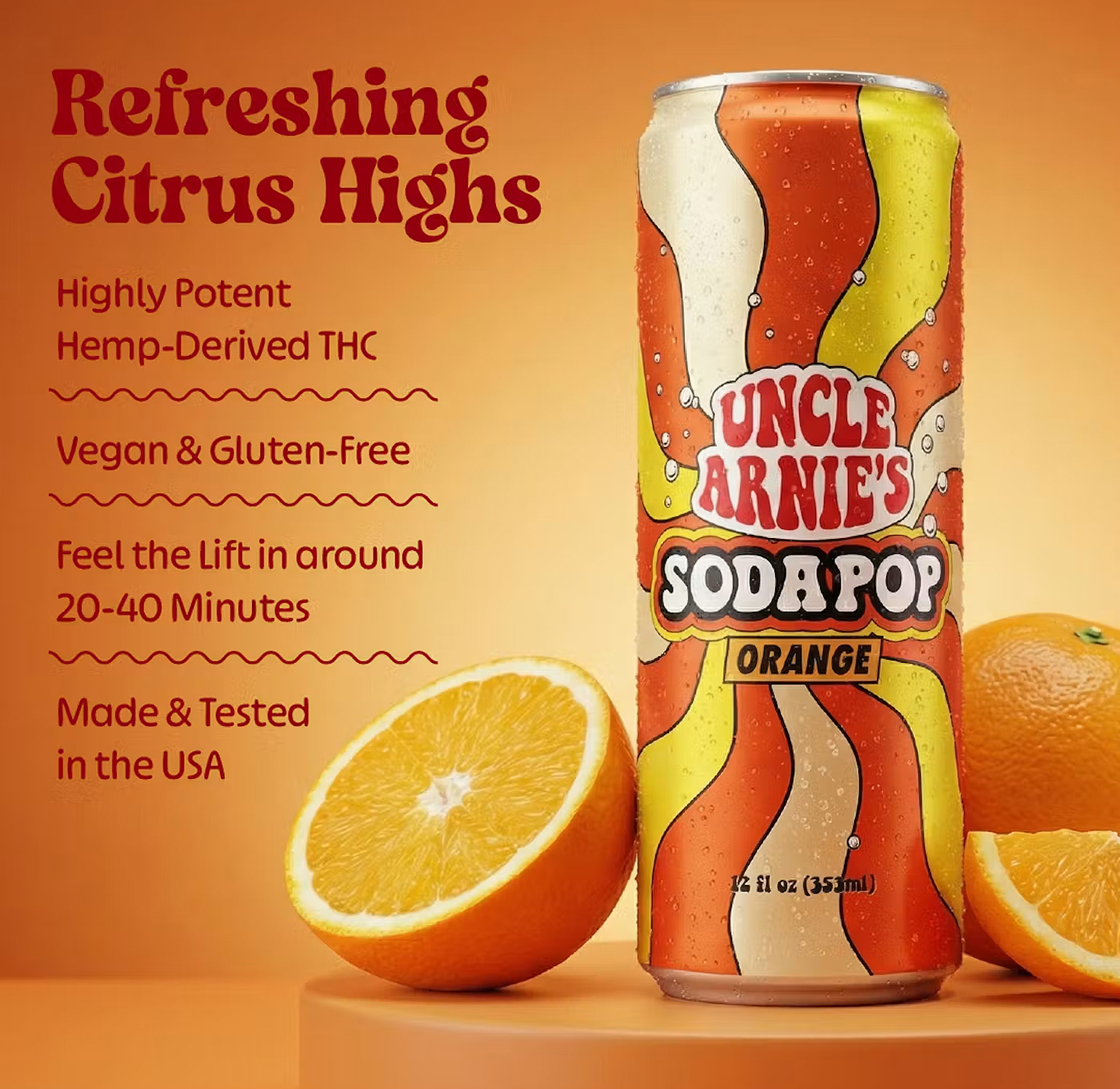 Uncle Arnie's - Orange Soda Pop | Carbonated | 100mg | 12oz 2 Uncle Arnie's - Orange Soda Pop | Carbonated | 100mg | 12oz - Image 2