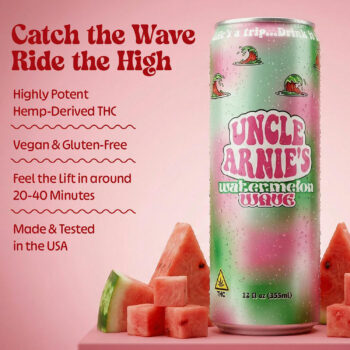 Uncle Arnie's - Watermelon Wave | Non-Carbonated | 100mg | 12oz 4 Uncle Arnie's - Watermelon Wave | Non-Carbonated | 100mg | 12oz - Image 2
