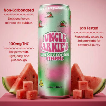 Uncle Arnie's - Watermelon Wave | Non-Carbonated | 100mg | 12oz 5 Uncle Arnie's - Watermelon Wave | Non-Carbonated | 100mg | 12oz - Image 3